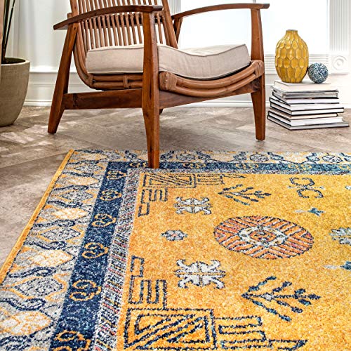 nuLOOM Motif Border Area Rug, 5' x 7' 5", Yellow