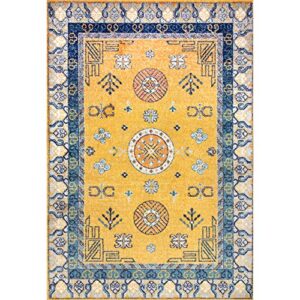 nuLOOM Motif Border Area Rug, 5' x 7' 5", Yellow