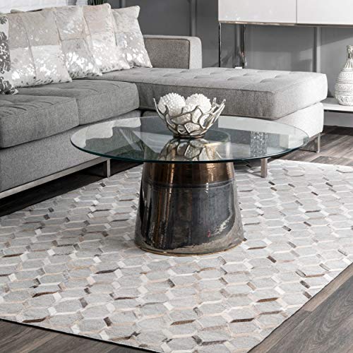 nuLOOM Modern Cowhide Trellis Area Rug, 10' x 14', Grey