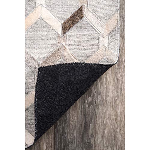 nuLOOM Modern Cowhide Trellis Area Rug, 10' x 14', Grey