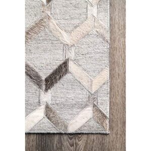 nuLOOM Modern Cowhide Trellis Area Rug, 10' x 14', Grey