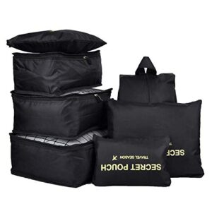 7 set packing cubes for travel, luggage organizers with shoe bag, compression pouches clothes suitcase lightweight storage bag