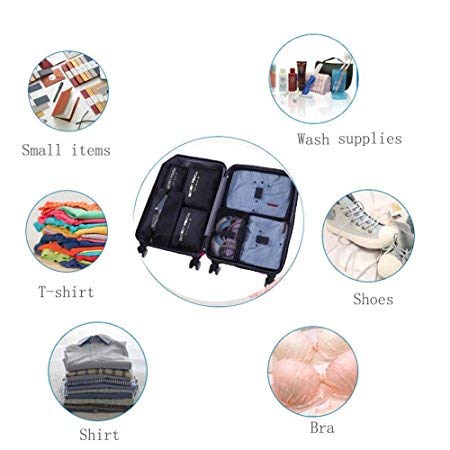 7 Set Packing Cubes for Travel, Luggage Organizers with Shoe Bag, Compression Pouches Clothes Suitcase Lightweight Storage Bag