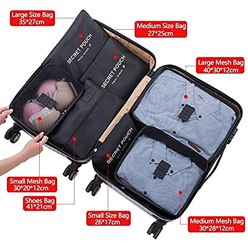 7 Set Packing Cubes for Travel, Luggage Organizers with Shoe Bag, Compression Pouches Clothes Suitcase Lightweight Storage Bag