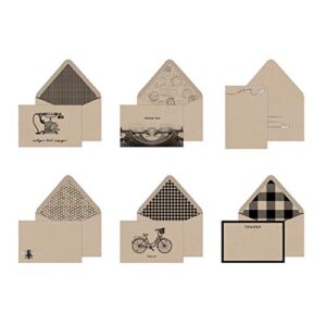 southworth notecard set with lined envelopes, 4” x 6”, farmhouse chic 6-card assortment, 96 count (91655)