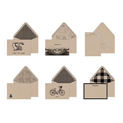 Southworth Notecard Set with Lined Envelopes, 4” x 6”, Farmhouse Chic 6-Card Assortment, 96 Count (91655)