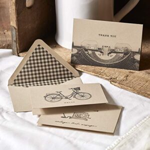 Southworth Notecard Set with Lined Envelopes, 4” x 6”, Farmhouse Chic 6-Card Assortment, 96 Count (91655)