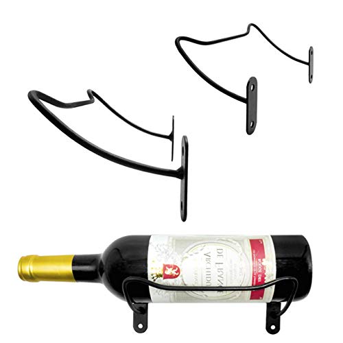 VEEBOOD Wall Mounted Decorative Metal Wine Rack Hanging Wine Bottle/Hand Towel Wall Holder (Black, Set of 3)