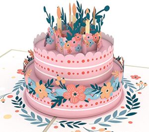 lovepop floral birthday cake pop up card, 5x7-3d birthday card, cake greeting card, birthday pop up cards, pop up greeting card for birthday gift