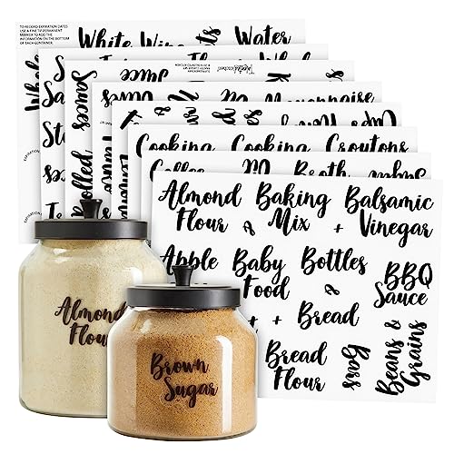 Talented Kitchen 155 Cursive Pantry & Fridge Labels – Supplementary Pantry & Fridge Names – Food Label Sticker, Kitchen Pantry Labels for Containers, Jar Labels Pantry Organization and Storage