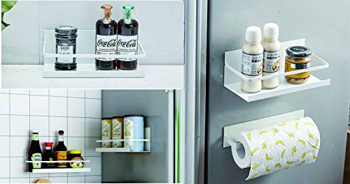 YCOCO Spice Rack,Single Tier Refrigerator Spice Storage Shelf,Easy to Install The Side of The Fridge Can Hold spices,Jars of Olive Oil,Cooking Oils,Pack of 2 White