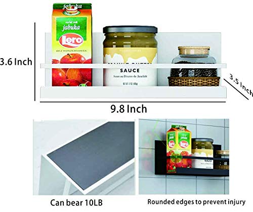 YCOCO Spice Rack,Single Tier Refrigerator Spice Storage Shelf,Easy to Install The Side of The Fridge Can Hold spices,Jars of Olive Oil,Cooking Oils,Pack of 2 White