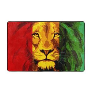 NiYoung Reggae Rasta Flag Lion King Area Rug, Bedroom Living Room Kitchen Rug, Doormat Floor Mat Standing Mat, Children Play Rug Carpet Bathroom Rug Mat, Throw Rugs Carpet Yoga Mat