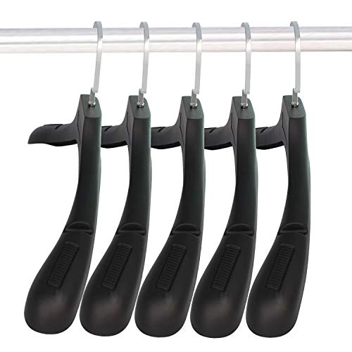 Plastic Extra Wide Suit Hangers, Pack of 20, Width: 17.7",Notched Shoulders & Swivel Hooks, Black