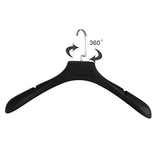 Plastic Extra Wide Suit Hangers, Pack of 20, Width: 17.7",Notched Shoulders & Swivel Hooks, Black