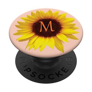 letter m initial sunflower monogram popsockets swappable popgrip