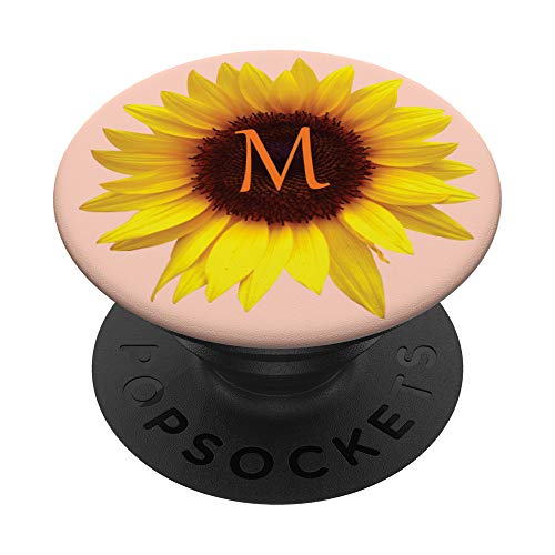 Letter M Initial Sunflower Monogram PopSockets Swappable PopGrip