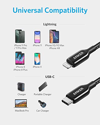 Anker USB C to Lightning Cable (6ft) Powerline+ III MFi Certified Lightning Cable for iPhone 13 13 Pro 12 Pro Max 12 11 X XS XR 8 Plus, AirPods Pro, Supports Power Delivery (Black)