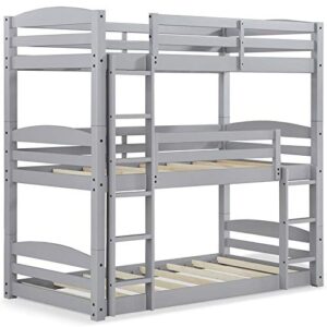 dorel living sierra triple floor wooden bunk bed in gray - set up as triple bunk bed/bunk bed/daybed