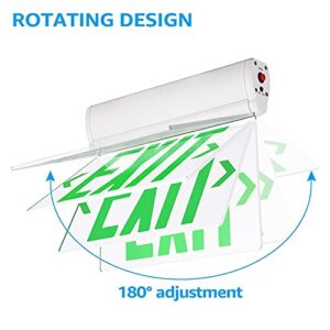 LEONLITE Green Exit Signs for Business, UL 924, LED Edge Lit Exit Sign, Hardwired Emergency Exit Lights with Battery Backup, Rotating Acrylic Clear Panel, Top/Side/Wall Mount, AC 120/277V, Pack of 4