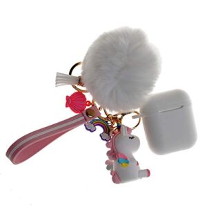 unicorn aiprod 1 2 case with keychain/fur ball/strap (white)