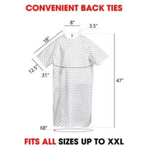 TALVANIA Unisex Patient Hospital Gown Back Ties Fits upto XXL (4 Pack)