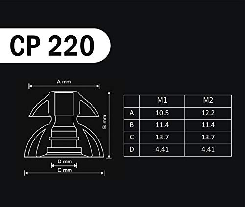 SpinFit CP220 – Patented Silicone Eartips for Replacement (2 Pairs) (4.4 mm Nozzle Dia.)