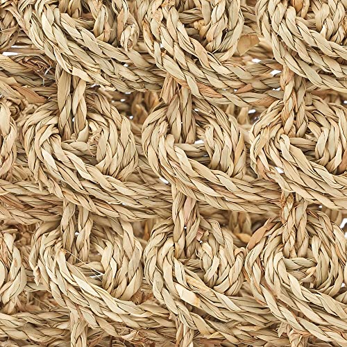 mDesign Seagrass Rose Weave Household Basket with Built-in Handles for Storage in Bedroom, Bathroom, Office - Hold Clothes, Blankets, Linens, Accessories, 3 Pack - Natural/Tan