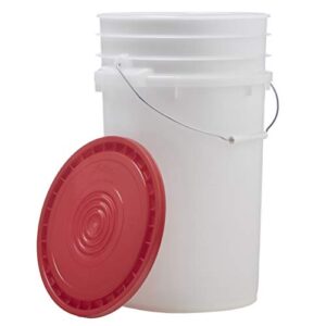 hudson exchange car wash, dust collector & general use 7 gallon bucket with red lid, hdpe, natural