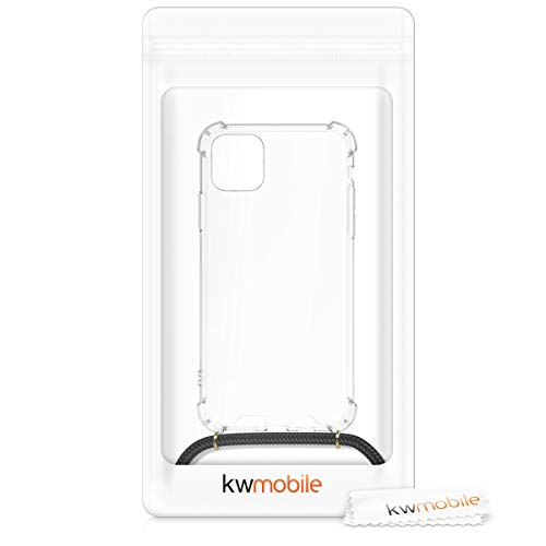 kwmobile Crossbody Case Compatible with Apple iPhone 11 Pro Max Case - Clear TPU Phone Cover w/Lanyard Cord Strap - Transparent/Black