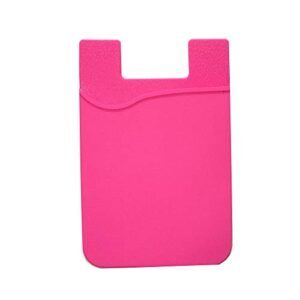 yoodelife phone card holder sockets, silicone adhesive stick-on id credit card wallet phone case pouch sleeve pocket for most of smartphones (hot pink)