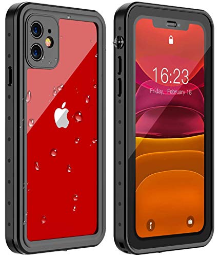 AMILIFECASES for iPhone 11 Case Waterproof,with Built in Screen Protector,Shockproof Dustproof Full Body Heavy Duty Protective Phone Case for iPhone 11 6.1 inches Black/Clear