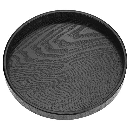 Black Wood Serving Tray, Round Shape Solid Wood Serving Tray Plate Bar Cafe Restaurant Trays(30cm)