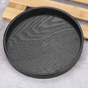 Black Wood Serving Tray, Round Shape Solid Wood Serving Tray Plate Bar Cafe Restaurant Trays(30cm)