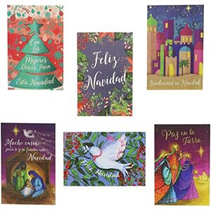 sustainable greetings feliz navidad christmas cards assortment with envelopes, 6 festive designs (4 x 6 in, 48 pack)