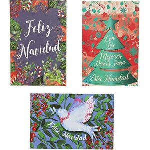 Sustainable Greetings Feliz Navidad Christmas Cards Assortment with Envelopes, 6 Festive Designs (4 x 6 In, 48 Pack)