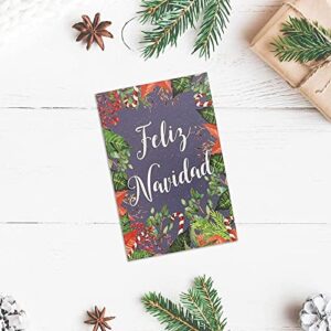 Sustainable Greetings Feliz Navidad Christmas Cards Assortment with Envelopes, 6 Festive Designs (4 x 6 In, 48 Pack)