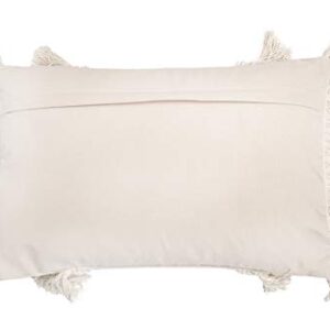 Creative Co-Op Creative Co-Op Cotton and Chenille Woven Lumbar Pillow with Fringe, Cream