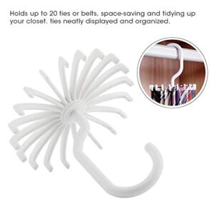 Tie Rack, Scarves Hanger, 360° Rotatable Tie Rack Belt Scarves Hook Hanger Holder Organizer(White)