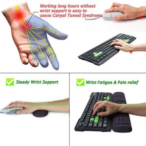 BRILA Upgraded Ergonomic Keyboard and Mouse Wrist Rest Support Cushion Pad Set - Comfy Soft Memory Foam Gel Padding & Non-Slip Palm/Hand/Wrist Pain Relief Rest Pad for Office Work, PC Gaming, Laptop