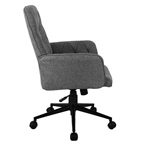 Techni Mobili Executive Modern Upholstered Tufted Office Chair with Arms, Regular, Grey