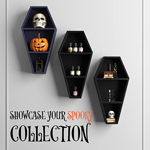 MANNY'S MYSTERIOUS ODDITIES Coffin Shelf Spooky Coffin Decor Goth Shelf - Black Coffin Shelves All 14 by 7 Inches