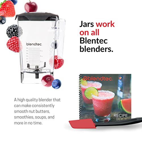 Blendtec Classic 575 Blender, 90 oz WildSide+ Jar, Spoonula Spatula, and Recipe Book Bundle - Black