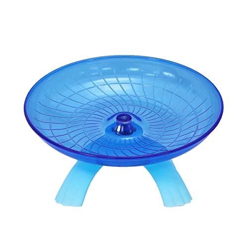 Wontee Hamster Flying Saucer Silent Running Exercise Wheel for Gerbil Rat Mouse Hedgehog Small Animals (Blue)