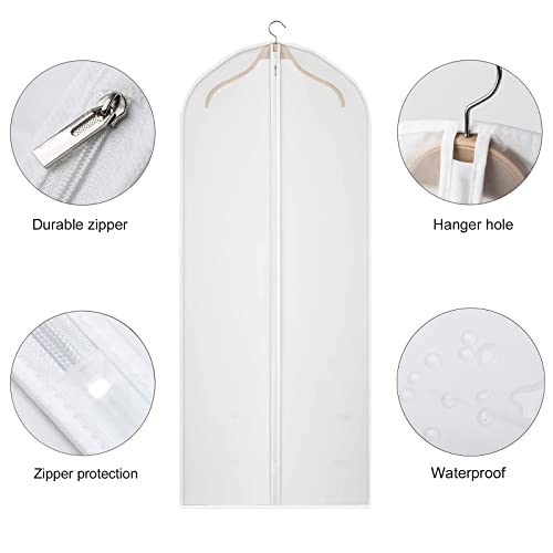 Kntiwiwo Garment Bags Dress Bag for Storage 60 inches Dust-Proof Suit Protector Cover Bag with Zipper for Long Dresses, Suit, Coat Closet Clothes Storage, Set of 12