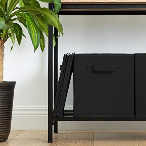 Pomatree Storage Cubes - 11 inch Cube Storage Bins (9 Pack) | Foldable Cubby Organizer Bin for Closet, Clothes and Toys | 2 Reinforced Handles | Fabric Basket Bin (Black)