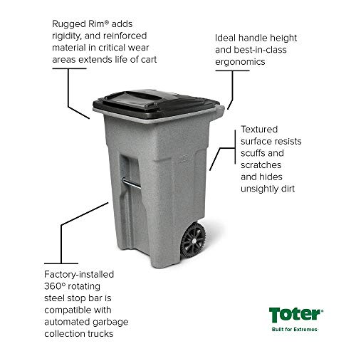 Toter 32 Gal. Greenstone Trash Can with Wheels and Lid