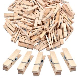 wooden craft pegs, 100 pieces of natural wooden clothespins photo paper peg pin craft clips for home school arts crafts decoration - 3.5cm / 1.38 inch