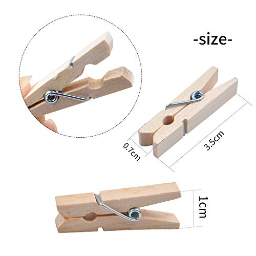 Wooden Craft Pegs, 100 Pieces of Natural Wooden Clothespins Photo Paper Peg Pin Craft Clips for Home School Arts Crafts Decoration - 3.5cm / 1.38 inch