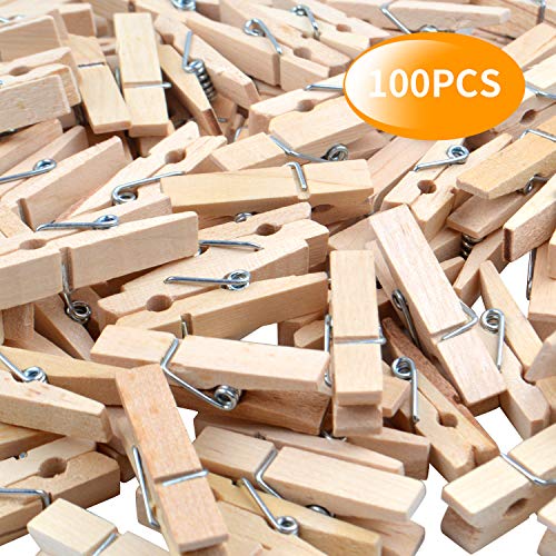 Wooden Craft Pegs, 100 Pieces of Natural Wooden Clothespins Photo Paper Peg Pin Craft Clips for Home School Arts Crafts Decoration - 3.5cm / 1.38 inch